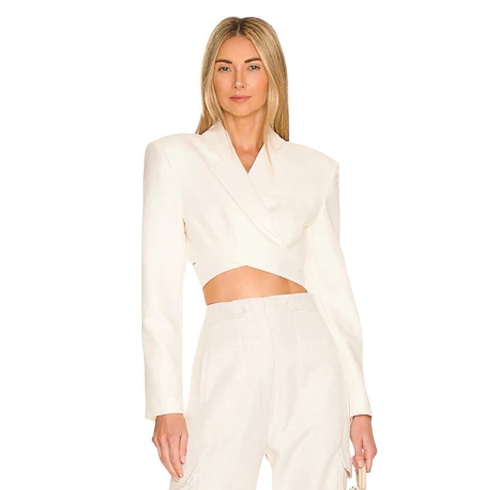 Nwt Ronny Kobo Zuna Cropped Crossover Wrap Jacket Women Size Large Ivory $378
